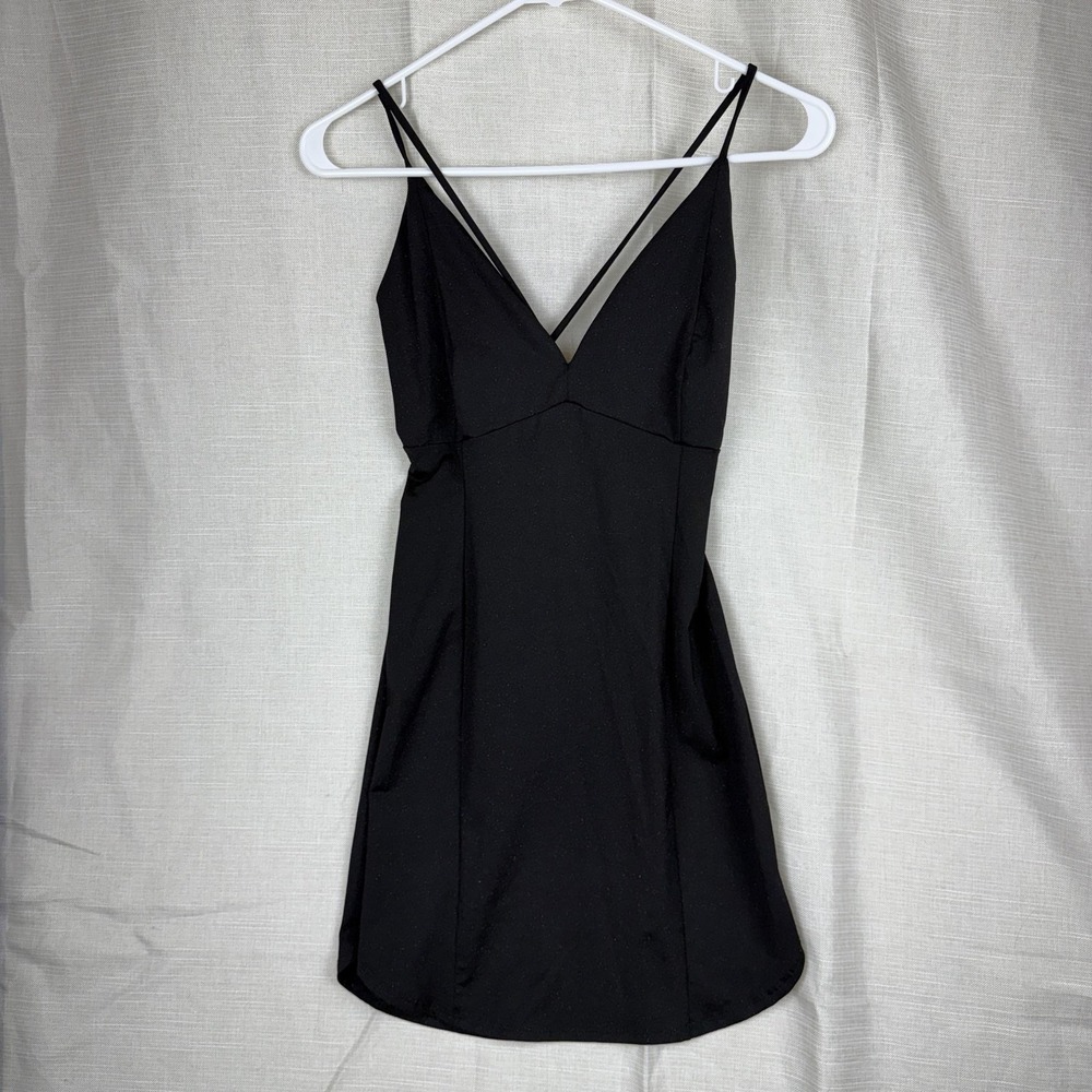 y2k Windsor Dress Womens Medium Black V Neck Slip Spaghetti Strap Mini Party